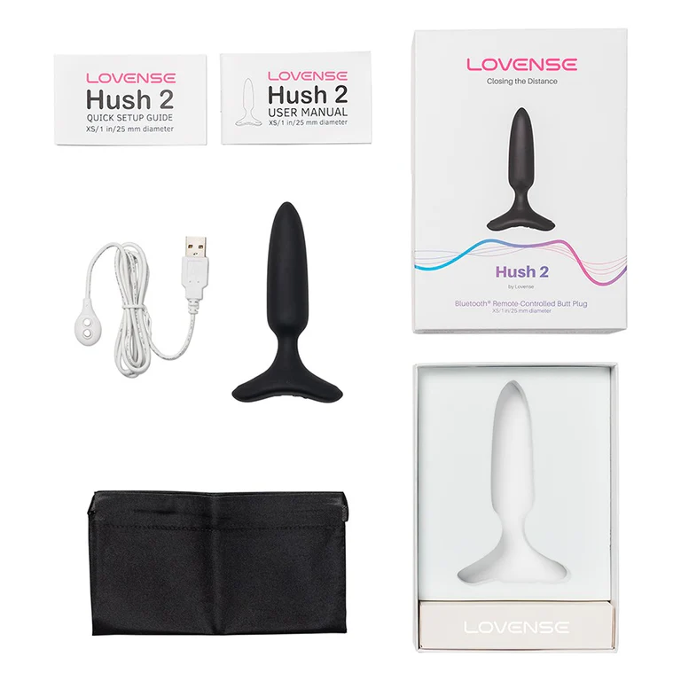 Plug Anal ''PP'' no Formato Cônico em Silicone com Base de Segurança, 7 Modos de Vibração e Controle Via Aplicativo - Lovense Hush 2 XS | 9,5 x 2,5 cm - 4