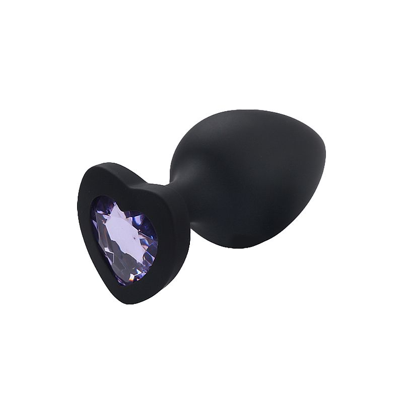 Plug Anal em Silicone no Tamanho "G" com Pedra Brilhante na Base no Formato de Coração - SI | 7,7 x 4,1 cm | Disponível em 4 Cores - 2