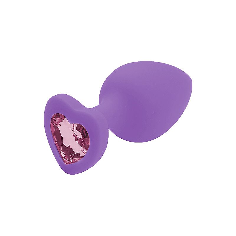 Plug Anal em Silicone no Tamanho "M" com Pedra Brilhante na Base no Formato de Coração - SI | 6,5 x 3,4 cm | Disponível em 4 Cores - 8