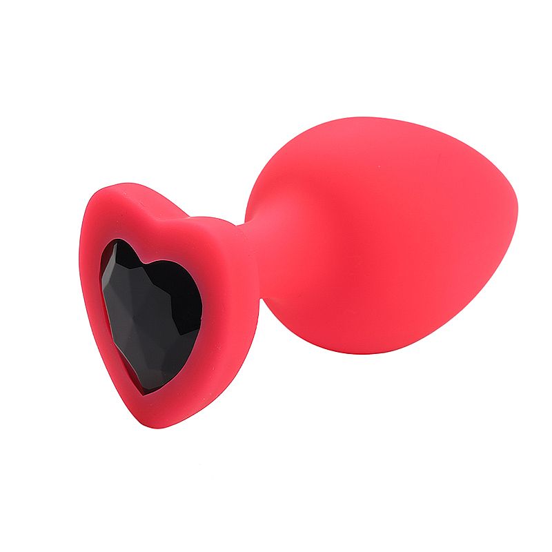 Plug Anal em Silicone no Tamanho "P" com Pedra Brilhante na Base no Formato de Coração - SI | 5,7 x 2,6 cm | Disponível em 4 Cores - 5