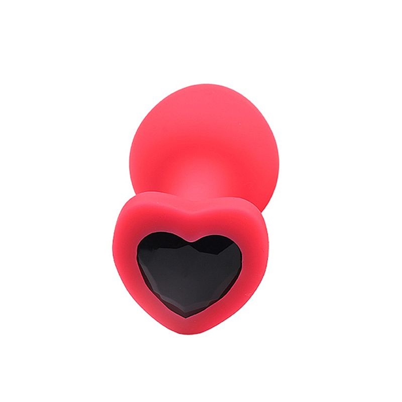 Plug Anal em Silicone no Tamanho "P" com Pedra Brilhante na Base no Formato de Coração - SI | 5,7 x 2,6 cm | Disponível em 4 Cores - 4