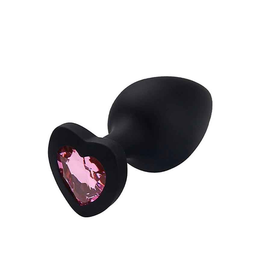 Plug Anal em Silicone no Tamanho "P" com Pedra Brilhante na Base no Formato de Coração - SI | 5,7 x 2,6 cm | Disponível em 4 Cores - 2