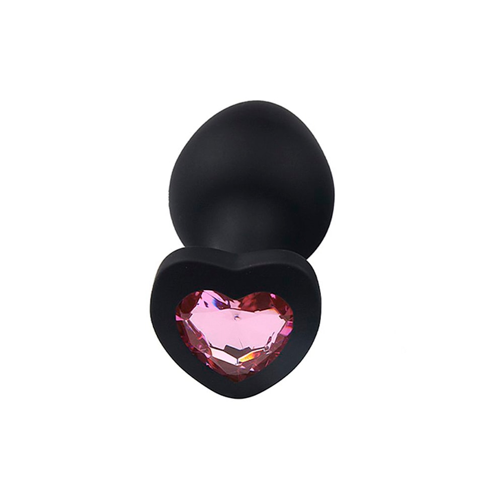 Plug Anal em Silicone no Tamanho "P" com Pedra Brilhante na Base no Formato de Coração - SI | 5,7 x 2,6 cm | Disponível em 4 Cores - 3