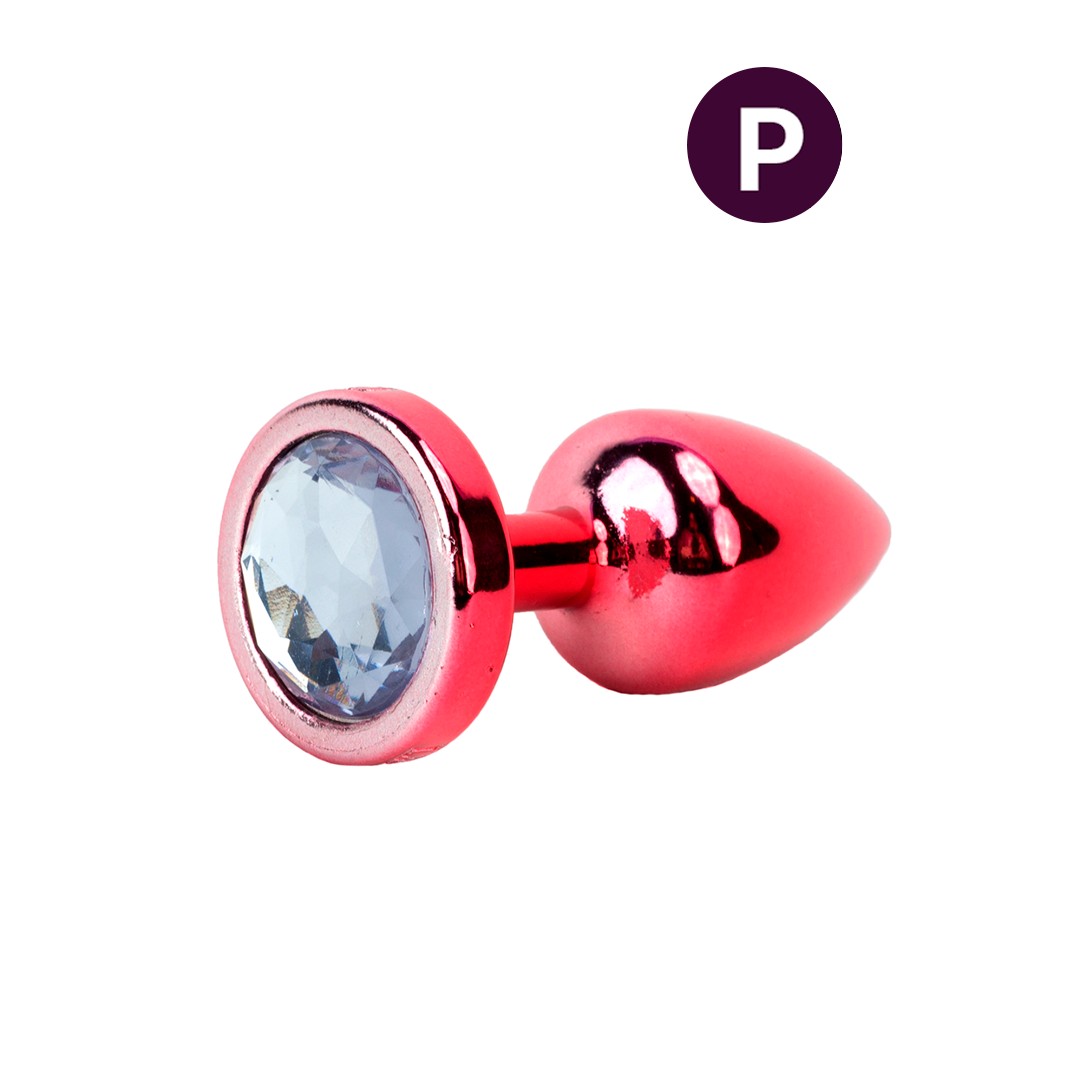 Plug Anal Vermelho no Tamanho "P" em ABS Atóxico com Formato Cônico e Detalhe de Joia - Hard Less | 6 x 2,6 cm | Disponível em 5 Cores - 1