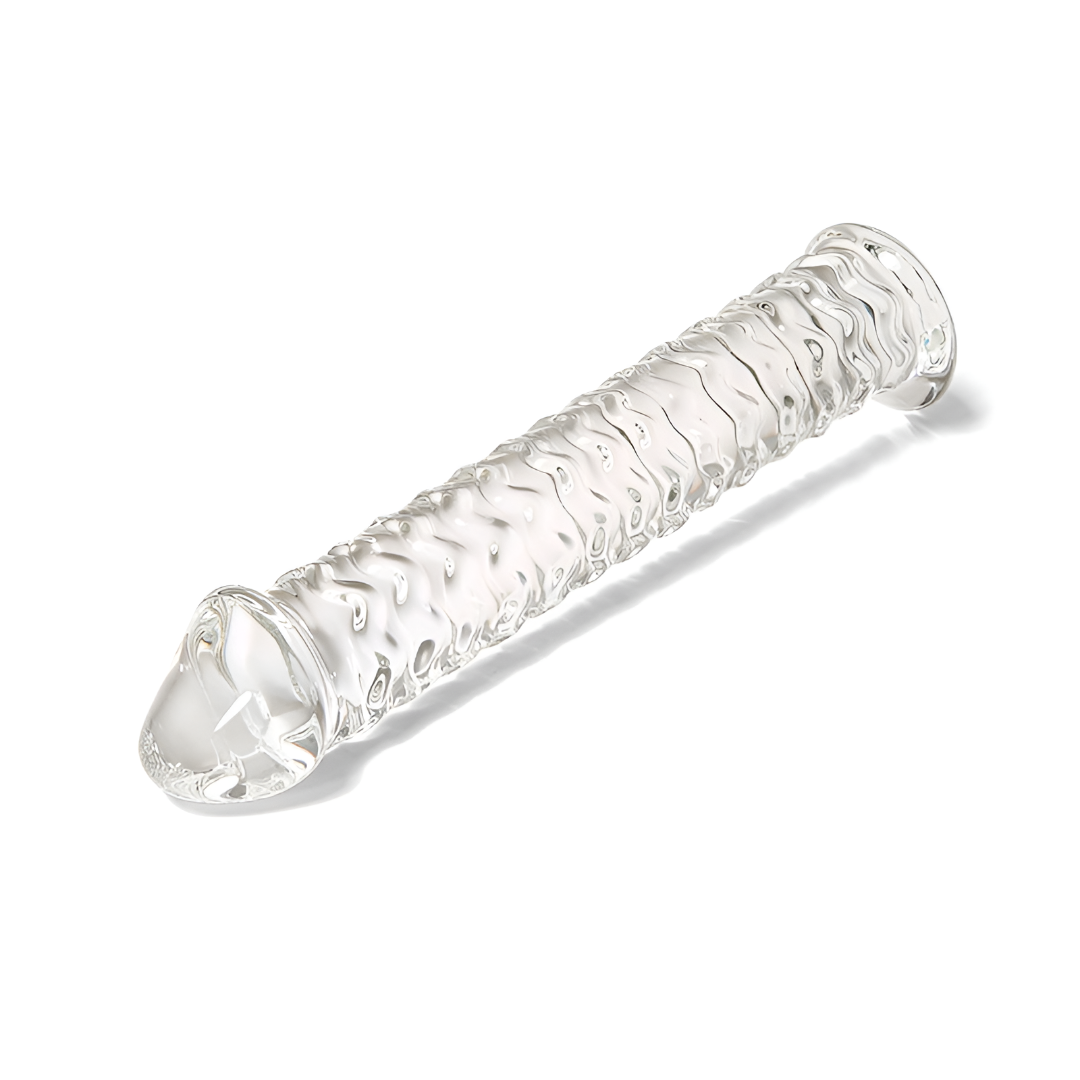 Plug Anal em Vidro no Formato Pênis com Glande e Saliências - 24,8 x 4,5 cm - 3