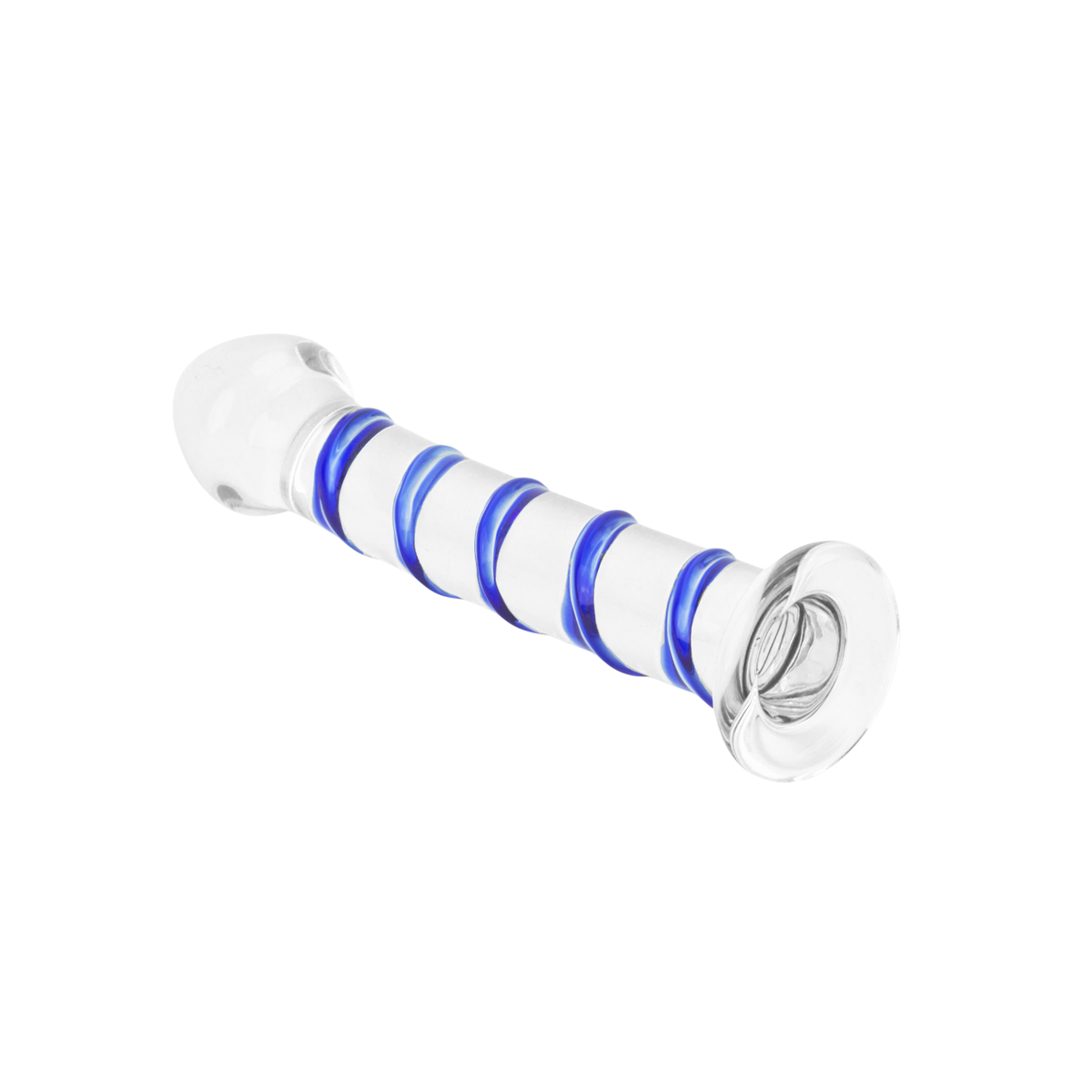 Plug Anal em Vidro com Ponta Saliente e Espiral Azul em Alto Relevo com Base - 3R Import | 16,5 x 3,8 cm - 3