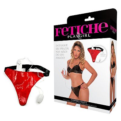 Calcinha em Vinil com Vibrador Bullet - Fetiche PlayGirl Power Panty | Disponível em 3 Cores - 3