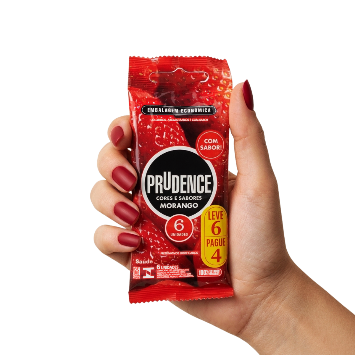 Preservativo com Aroma, Cor e Sabor de Morango - Prudence Cores e Sabores | Leve 6 e Pague 4 - 4