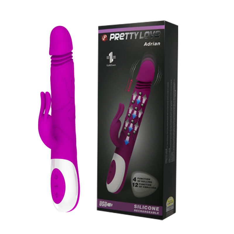 Vibrador Rabbit Recarregável com 12 Modos de Vibração, Função Vai Vem e Esferas Estimuladoras  - Pretty Love Adrian | 16,5 x 3,3 cm - 1