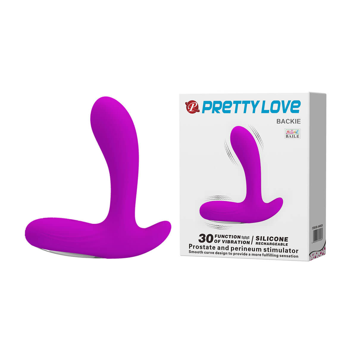 Pretty Love Backie - Estimulador de Próstata e Períneo em Silicone Soft Touch com 30 Modos de Vibração - 10 x 3 cm | Disponível em 2 Cores - 1