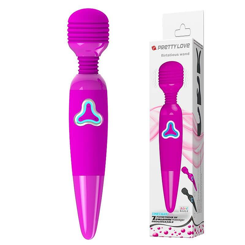 Massageador Recarregável em Silicone com 7 Modos de Vibração e Controle de Intensidade - Pretty Love Body Wand | 25 x 4,4 cm | Disponível em 3 Cores - 1
