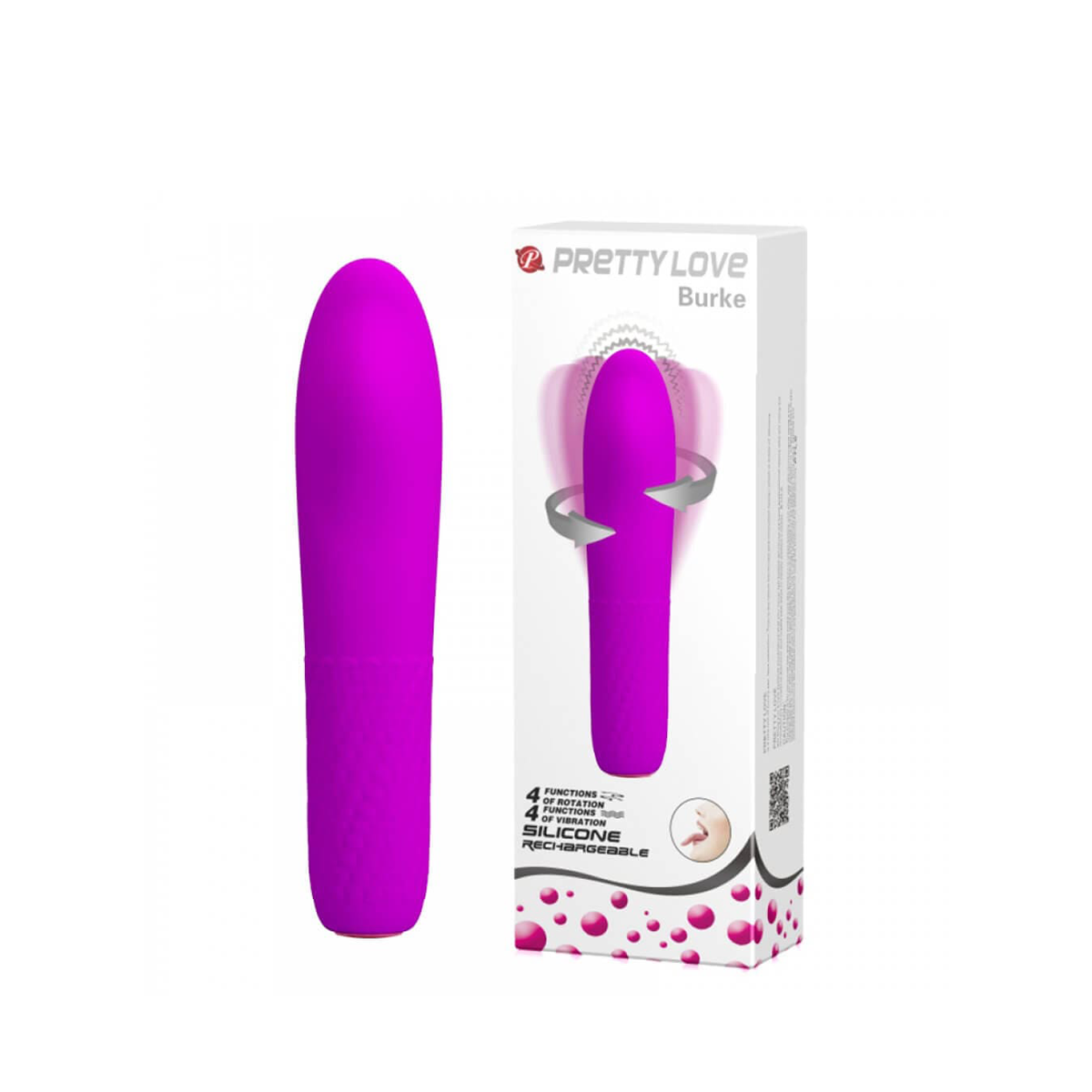 Vibrador Simulador de Sexo Oral Feminino Recarregável com 4 Modos de Rotação e 4 Modos de Vibração - Pretty Love Burke - 17 x 3,6 cm | Disponível em 2 Cores - 2