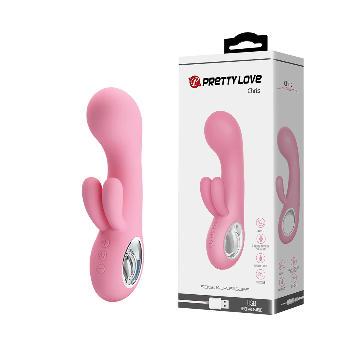 Vibrador Estimulador de Ponto G e Clítoris em Silicone com 7 Modos de Vibração e Recarregável - Pretty Love Chris | 9 x 3,8 cm | Disponível em 2 Cores - 1