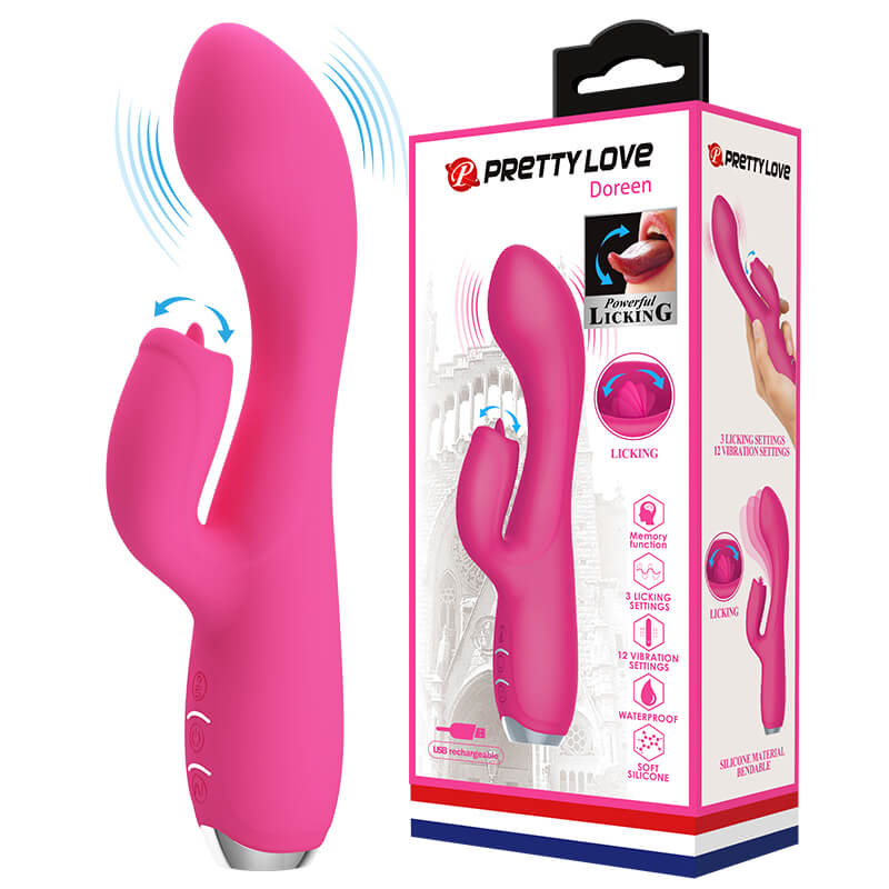 Vibrador Estimulador de Ponto G e Clítoris Recarregável em Silicone com 12 Modos de Vibração e 3 Movimento de Língua - Pretty Love Doreen | 11,3 x 3,8 cm | Disponível em 2 cores - 7