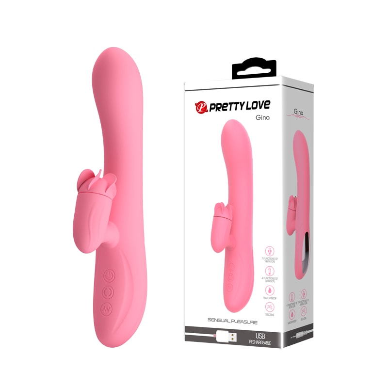 Vibrador de Ponto G com 7 Modos de Vibração e Estimulador de Clitóris com 4 Funções de Rotação - Pretty Love Gina | 12 x 3,6 cm - 2
