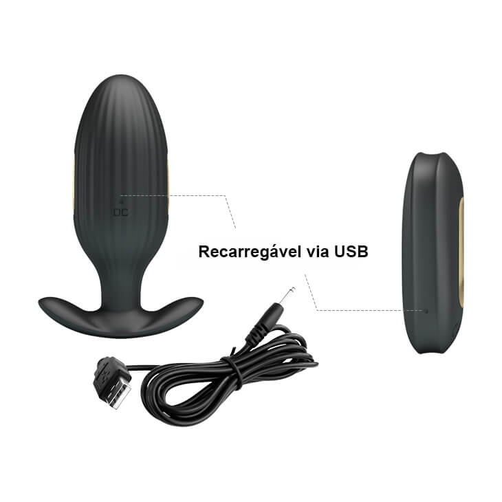 Plug Anal Recarregável em Silicone com 7 Modos de Vibração, 3 Modos de Choque e Controle sem Fio - Pretty Love Kelly | 8 x 3,2 cm - 5
