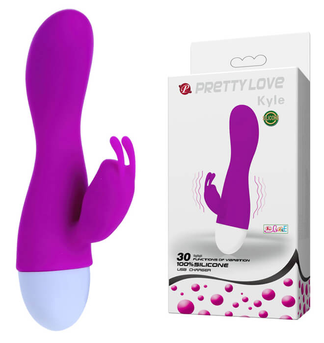 Mini Vibrador Recarregável em Silicone com Estimulador Clitoriano em Forma de Coelho e 30 Níveis de Vibração - Pretty Love Kyle - 15 x 3 cm - 1