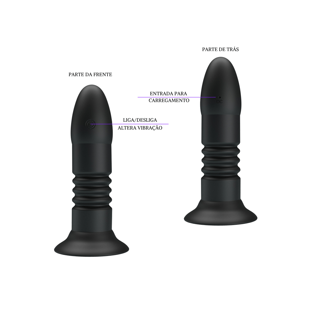 Plug Anal Recarregável em Silicone com Controle Remoto Sem Fio, Função Memória, 4 Modos de Vibração e Movimento Vai e Vem - Pretty Love Magic Jingers | 15 x 3,5 cm - 4