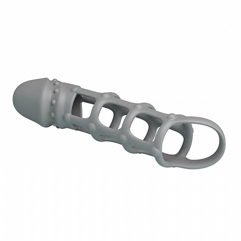 Capa Peniana Vazada em Silicone com Anel para Escroto - Pretty Love Penis Sleeve With Ball Strap - 4