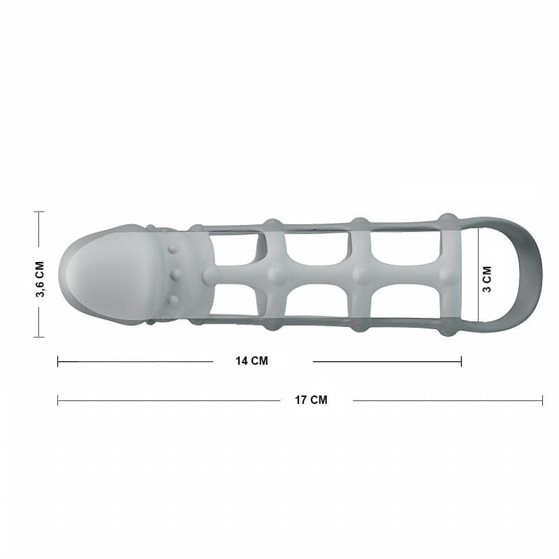 Capa Peniana Vazada em Silicone com Anel para Escroto - Pretty Love Penis Sleeve With Ball Strap - 5