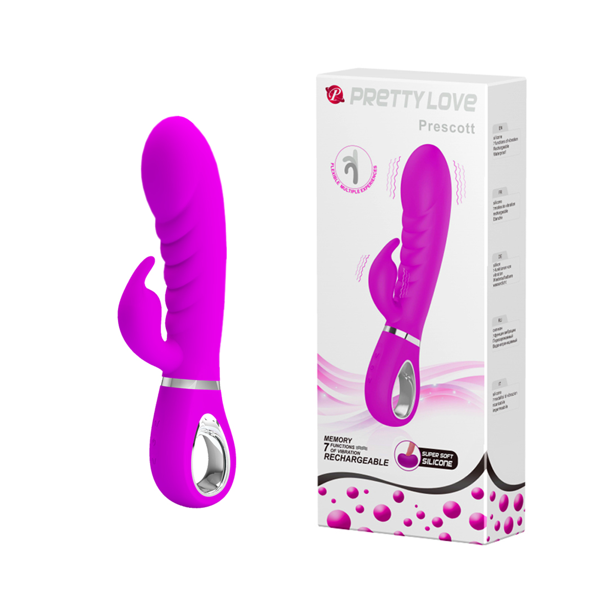 Vibrador Estimulador de Ponto G e de Clítoris em Silicone Super Macio com 7 Modos de vibrações, Função Memória e Recarregável - Pretty Love Prescott | 11 x 3,9 cm - 2