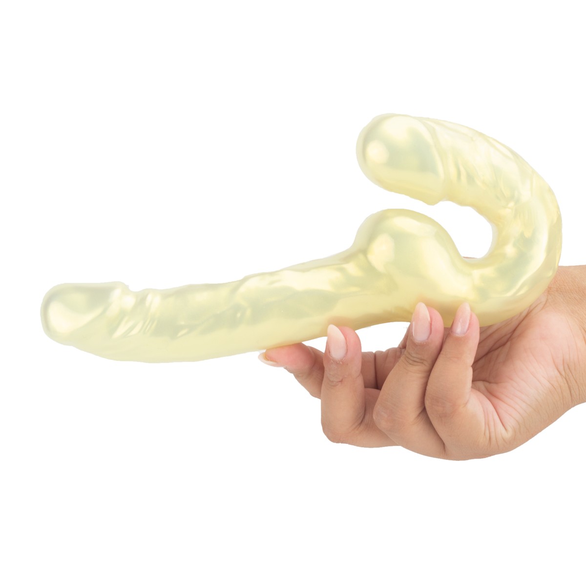 Prótese Dupla Strap On Furta-Cor em TPE com Glande Definida e Texturas - Dildo 9.2 | 16 x 3,2 cm | Disponível em 2 Cores - 8