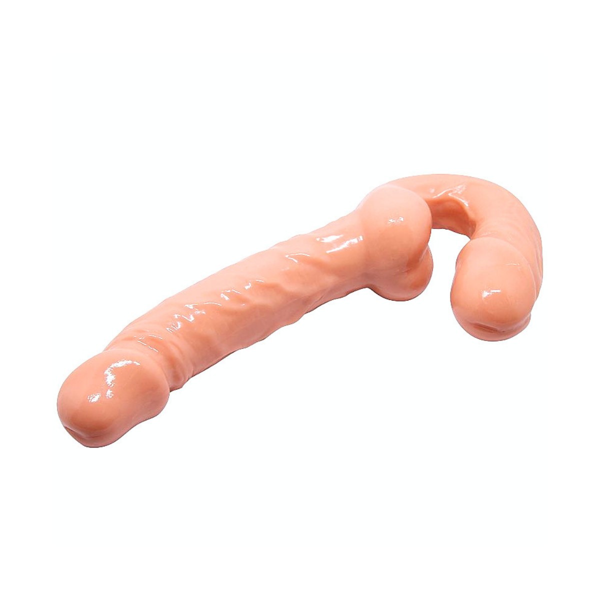 Prótese Dupla Strap On em TPE com Glande Definida e Texturas - Dildo Ultra-Realistic 9.2" | 16 x 3,2 cm | Disponível em 2 Cores - 9