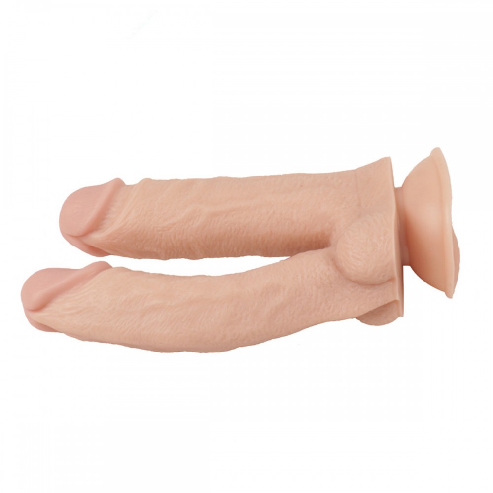 Prótese Dupla em TPE com Texturas de Veias Glande Definida Ventosa - 4