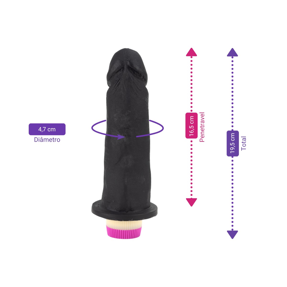 Prótese Peniana Realística em PVC com Veias Salientes, Glande e Vibrador Multivelocidade - Pura Luxúria | 16,5 x 4,7 cm | Disponível em 3 Cores - 14