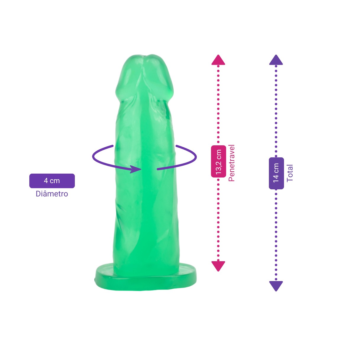 Prótese Peniana Realística em PVC Gel com Aroma de Hortelã - Adão & Eva | Disponível em 2 Tamanhos - 5