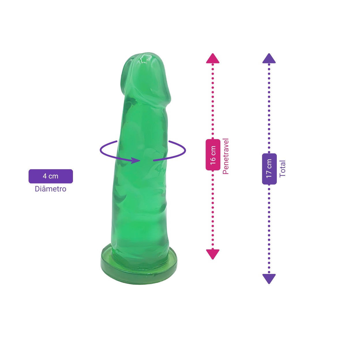 Prótese Peniana Realística em PVC Gel com Aroma de Hortelã - Adão & Eva | Disponível em 2 Tamanhos - 2
