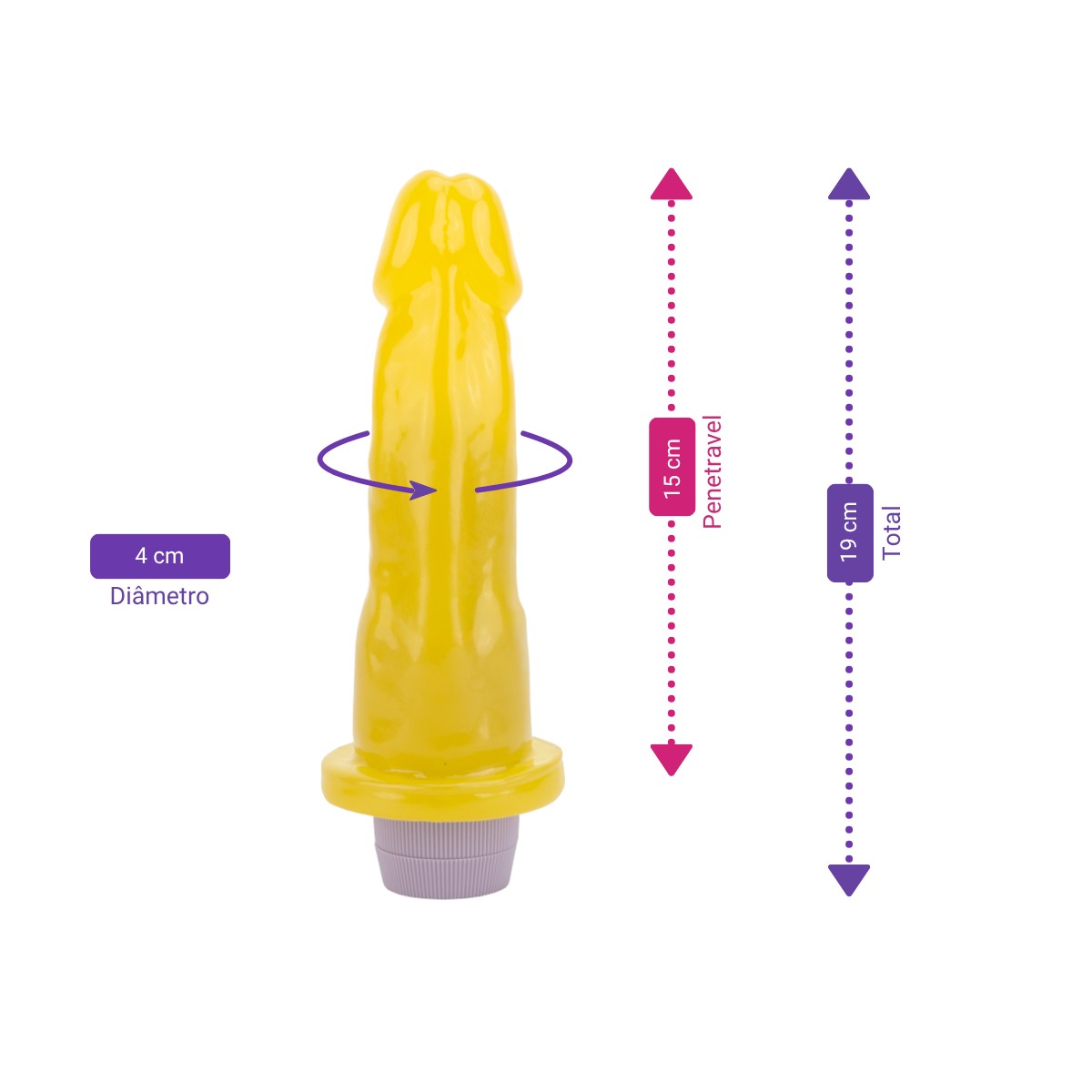 Prótese Peniana em PVC Gel com Vibração Multivelocidade - Adão & Eva | Disponível em 3 Tamanhos - 2
