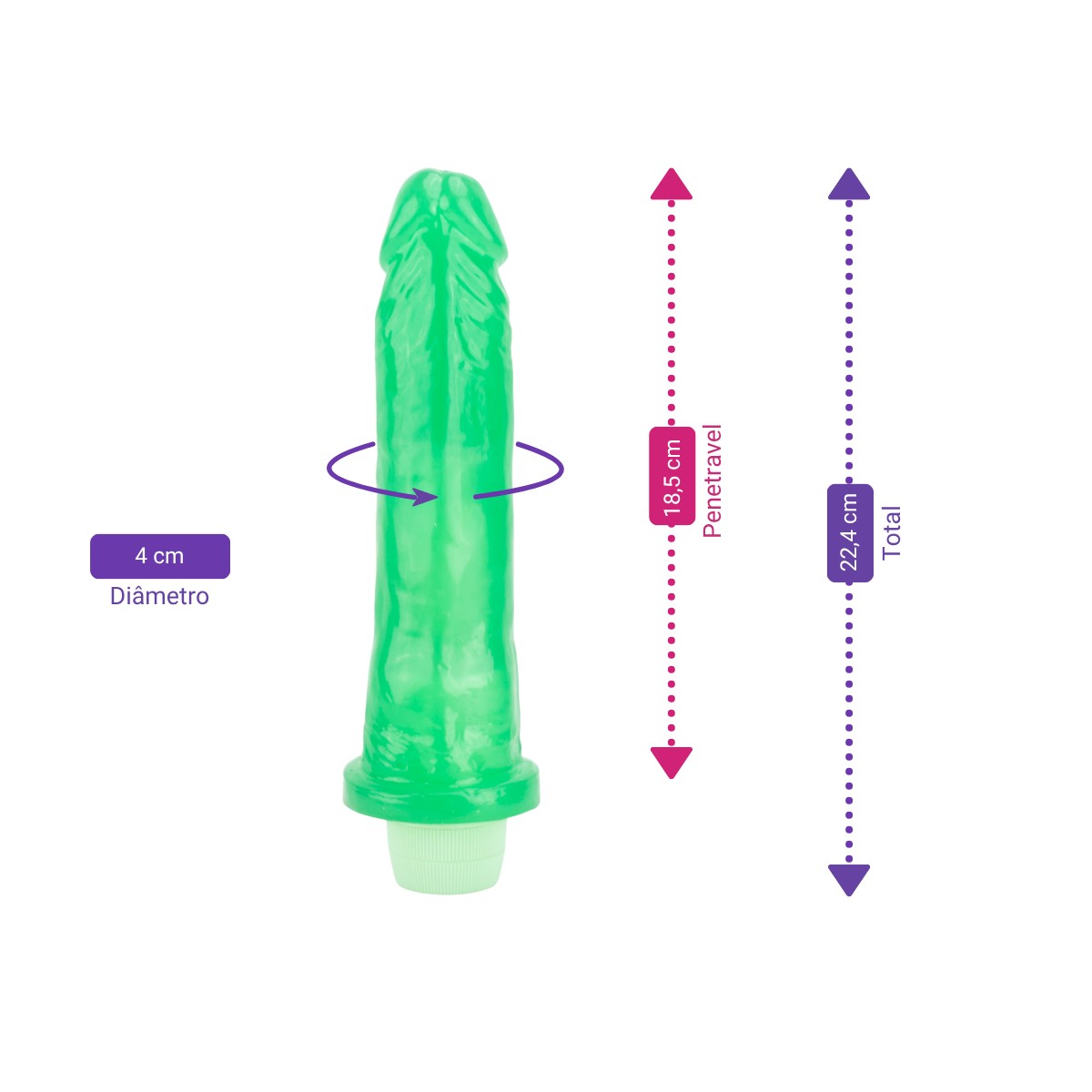 Prótese Peniana em Gel com Vibração Multivelocidade - Adão & Eva | Disponível em 3 Tamanhos - 14