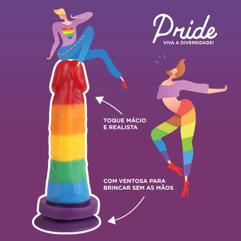 Prótese Peniana em Formato Realístico com Glande Definida e Ventosa na Base - Adão & Eva Pride Viva a Diversidade | 15 x 4,4 cm - 3