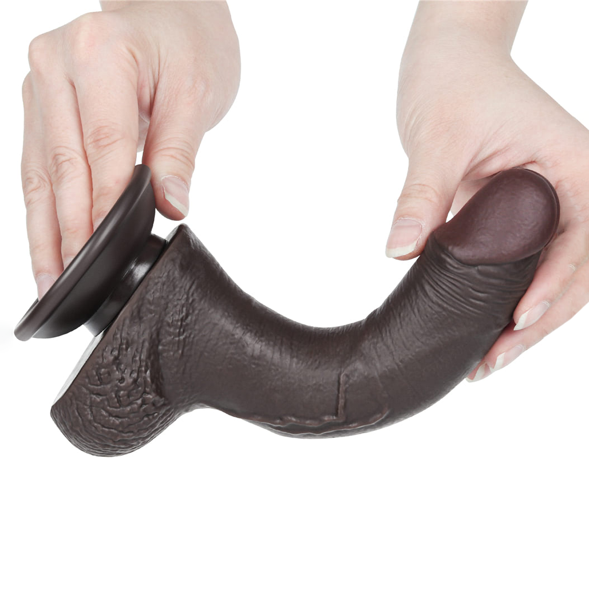 Prótese Peniana Curvada em TPE com Escroto, Vertebra e Ventosa Removível - Lovetoy Sliding-Slin Dong 7.5'' | 13,5 x 3,4 cm | Disponível em 3 Cores - 12