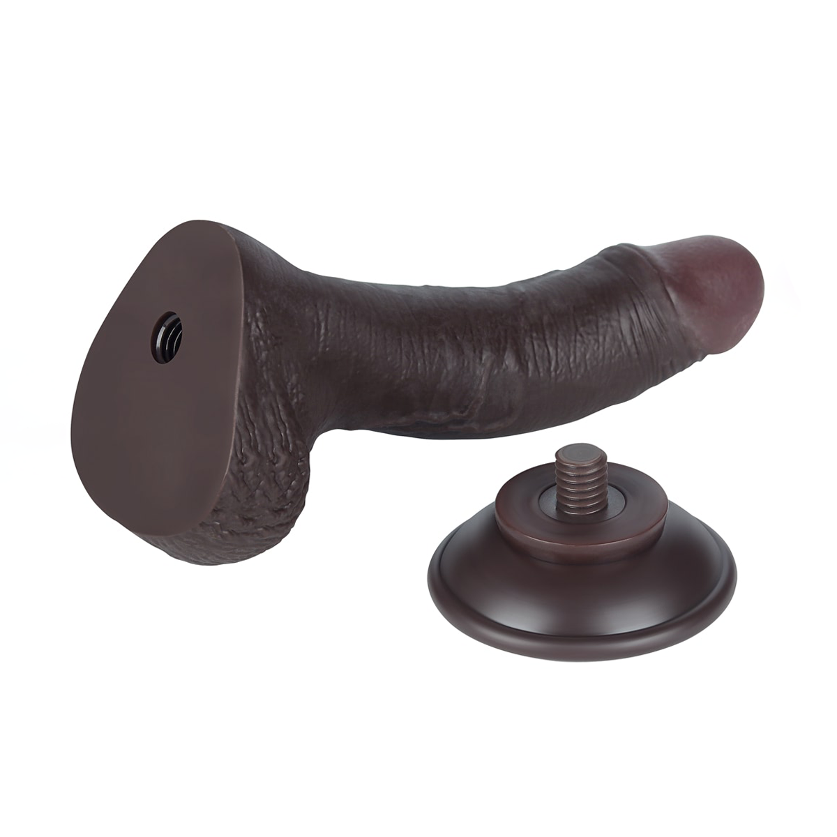 Prótese Peniana Curvada em TPE com Escroto, Vertebra e Ventosa Removível - Lovetoy Sliding-Slin Dong 7.5'' | 13,5 x 3,4 cm | Disponível em 3 Cores - 15