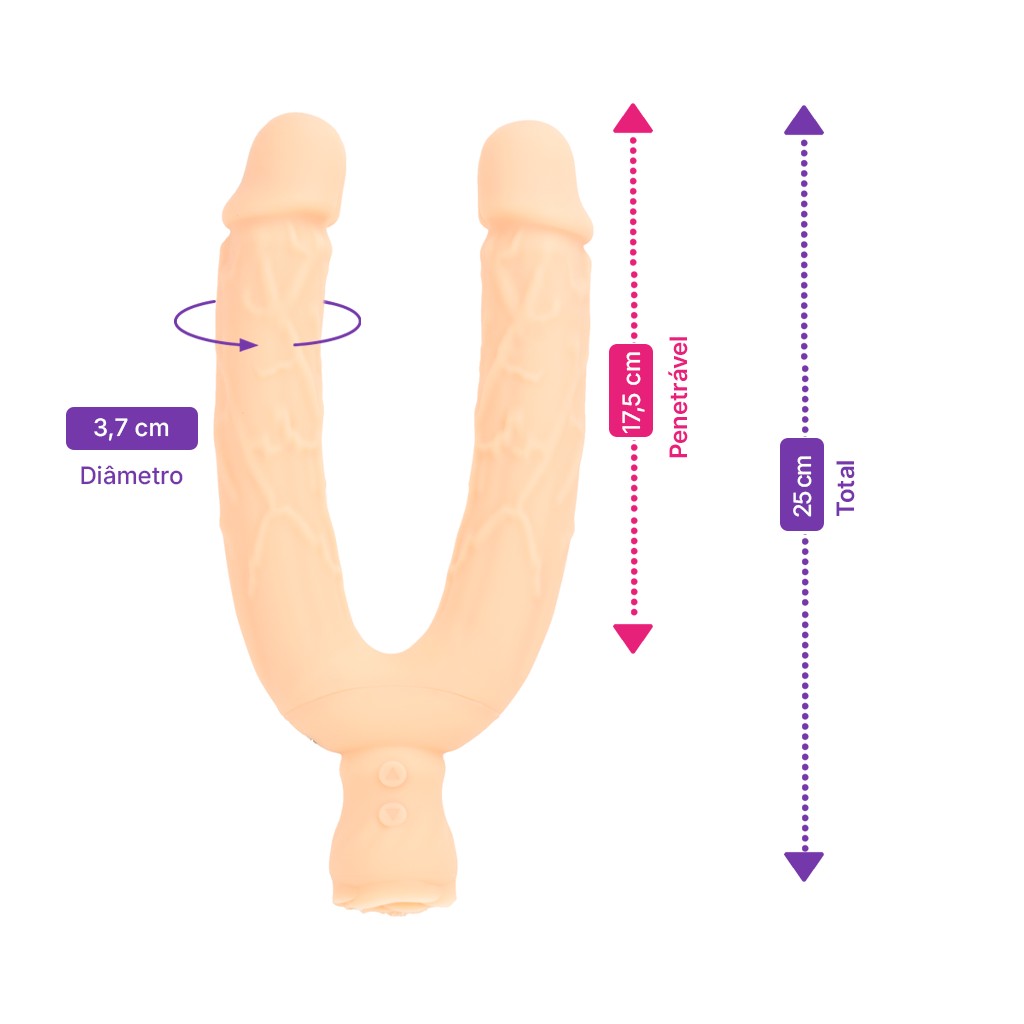 Prótese Peniana Dupla Recarregável em Silicone com 10 Vibrações, 3 Motores e Ponta Estimuladora - SI ALWUP Flexible | Disponível em 2 Cores - 2