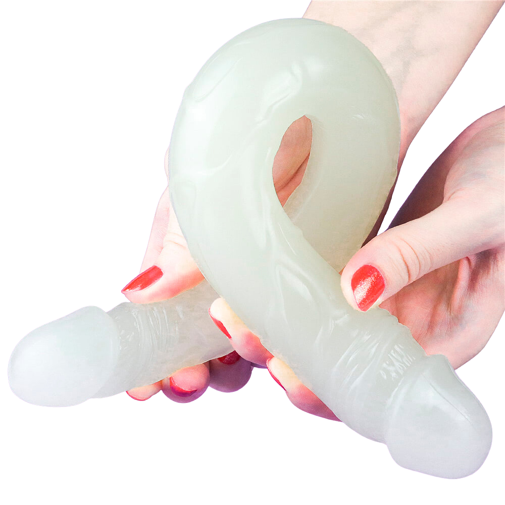 Prótese Peniana Dupla em TPE Fosforescente - Lovetoy Lumino Play Double Dildo 14.5'' | 37 x 3,6 cm - 5