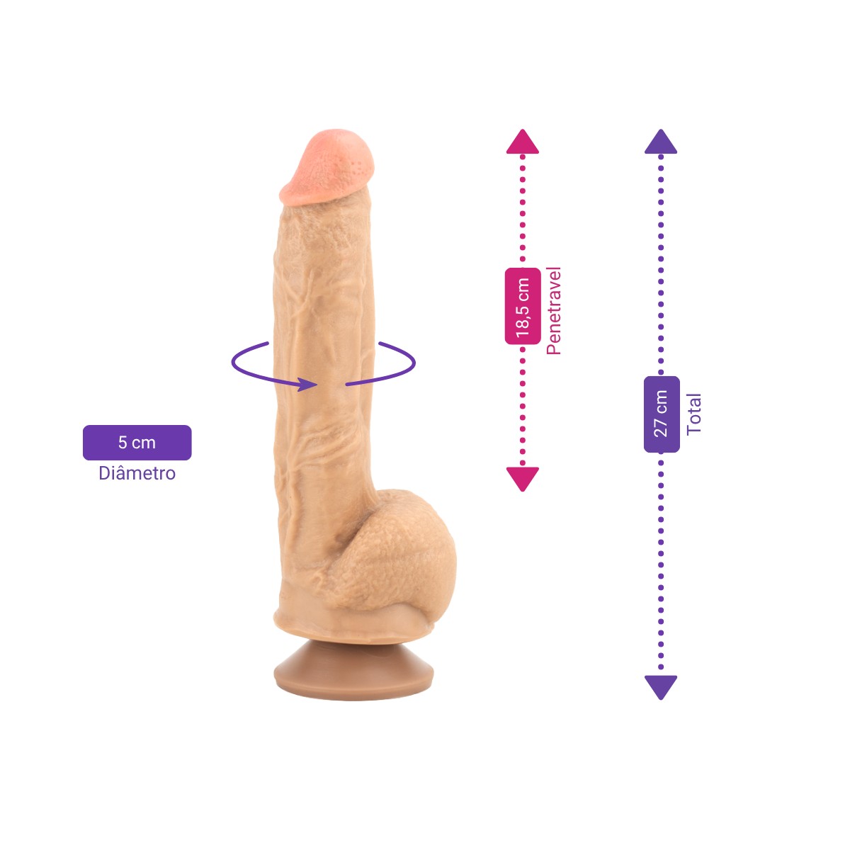 Prótese Peniana em Silicone com Formato Realístico e Ventosa - Magic Sexy | 18,5 x 5 cm | Disponível em 3 Cores - 10