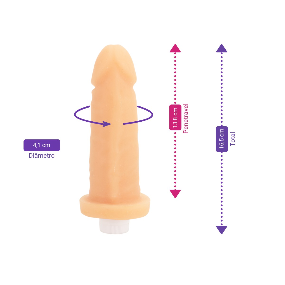 Prótese Peniana Realística em Cyberskin com Vibração Multivelocidade - Adão & Eva Martes | 13,8 x 4,1 cm - 2