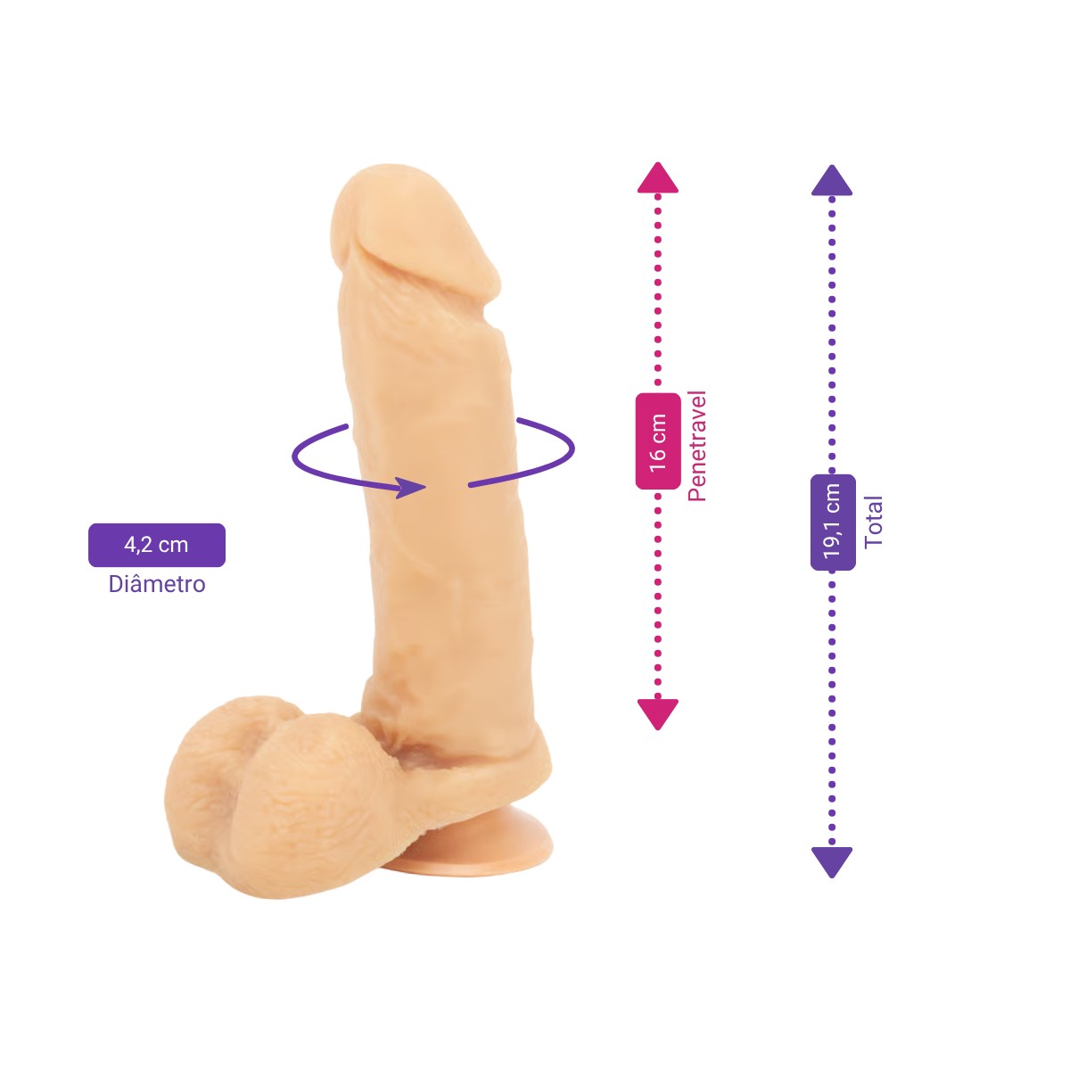 Prótese Peniana Realística com Glande Definida, Veias Salientes, Escroto e Base em Ventosa - Sexy Fantasy My Dick | 16 x 4,2 cm - 2