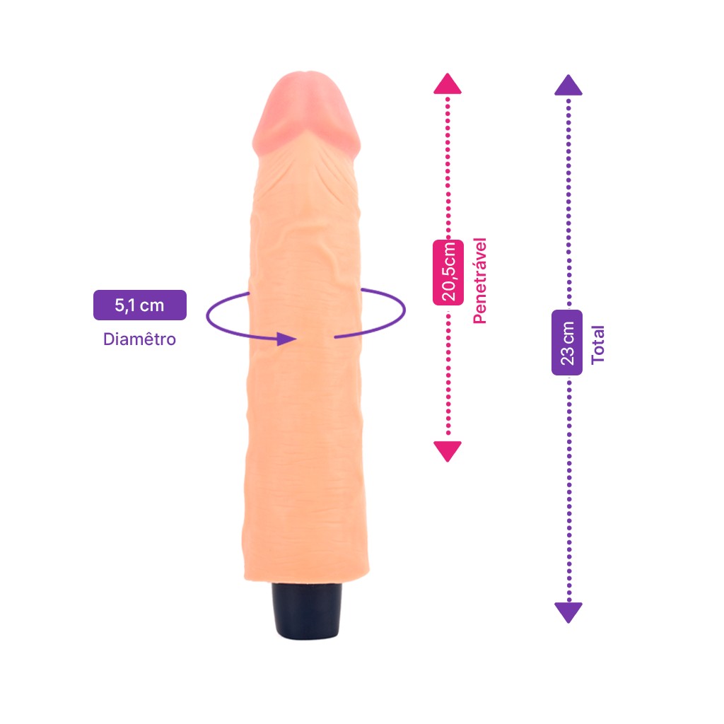 Prótese Peniana Realística Recarregável com 10 Modos de Vibração e Glande Definida - Lovetoy Real Softee 9.5" Long | 20,5 x 5,1 cm - 2