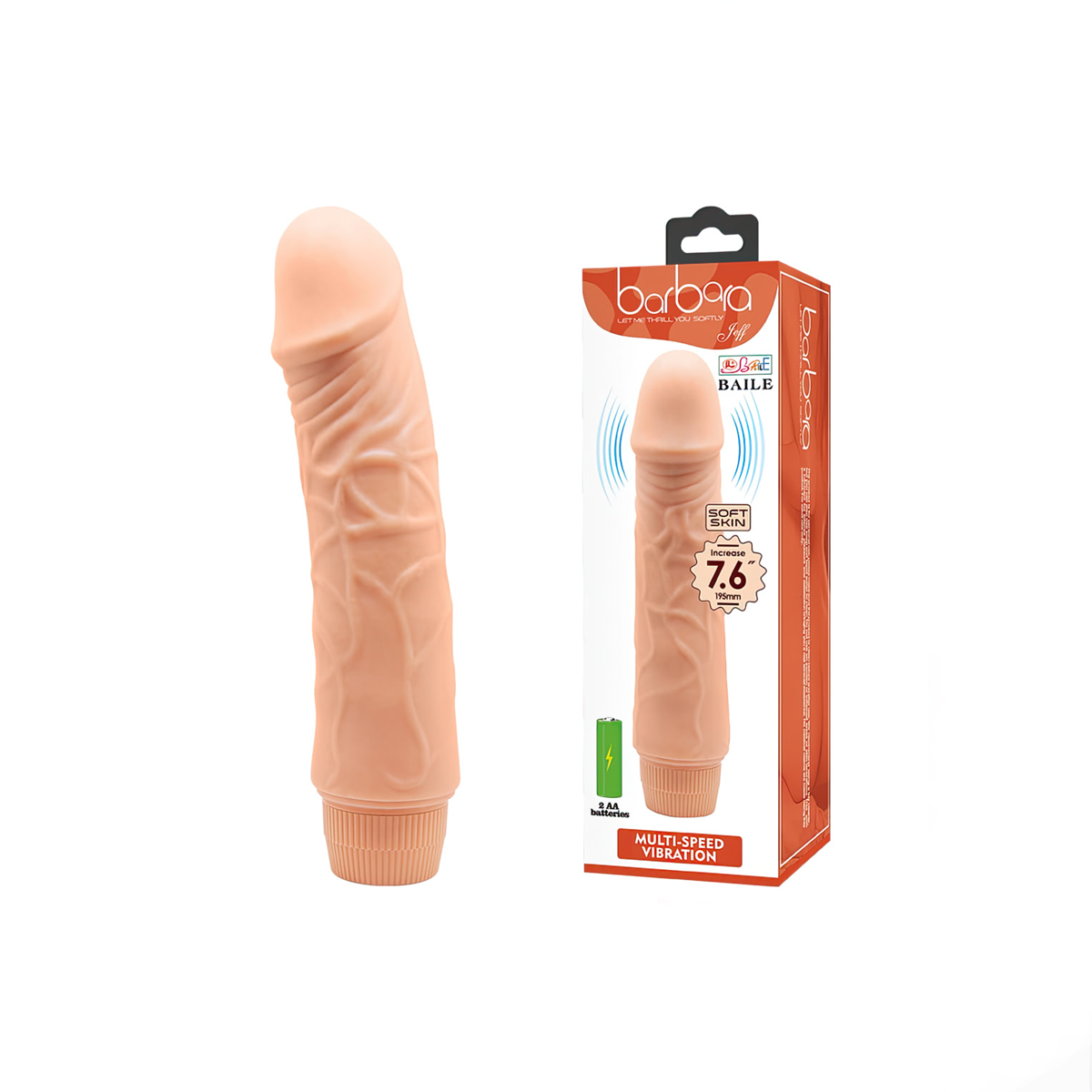 Prótese Peniana Realística com Vibração Multivelocidade - Barbara Jeff 7.6" | 16,5 x 3,7 cm - 3