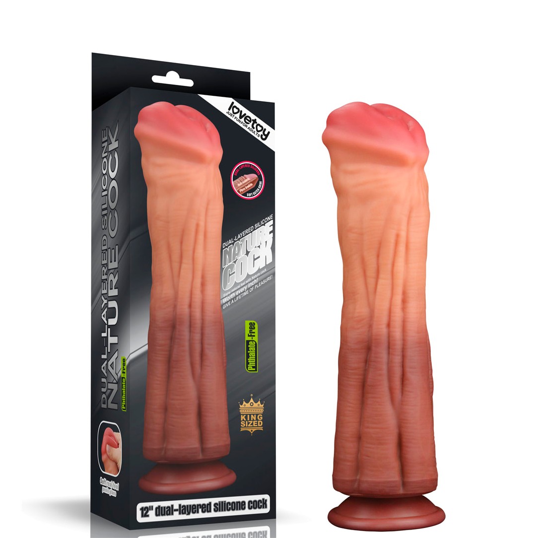 Prótese Peniana em Silicone para Fisting com Textura e Ventosa - Lovetoy Nature Cock 12" | 28 x 7,5 cm - 3