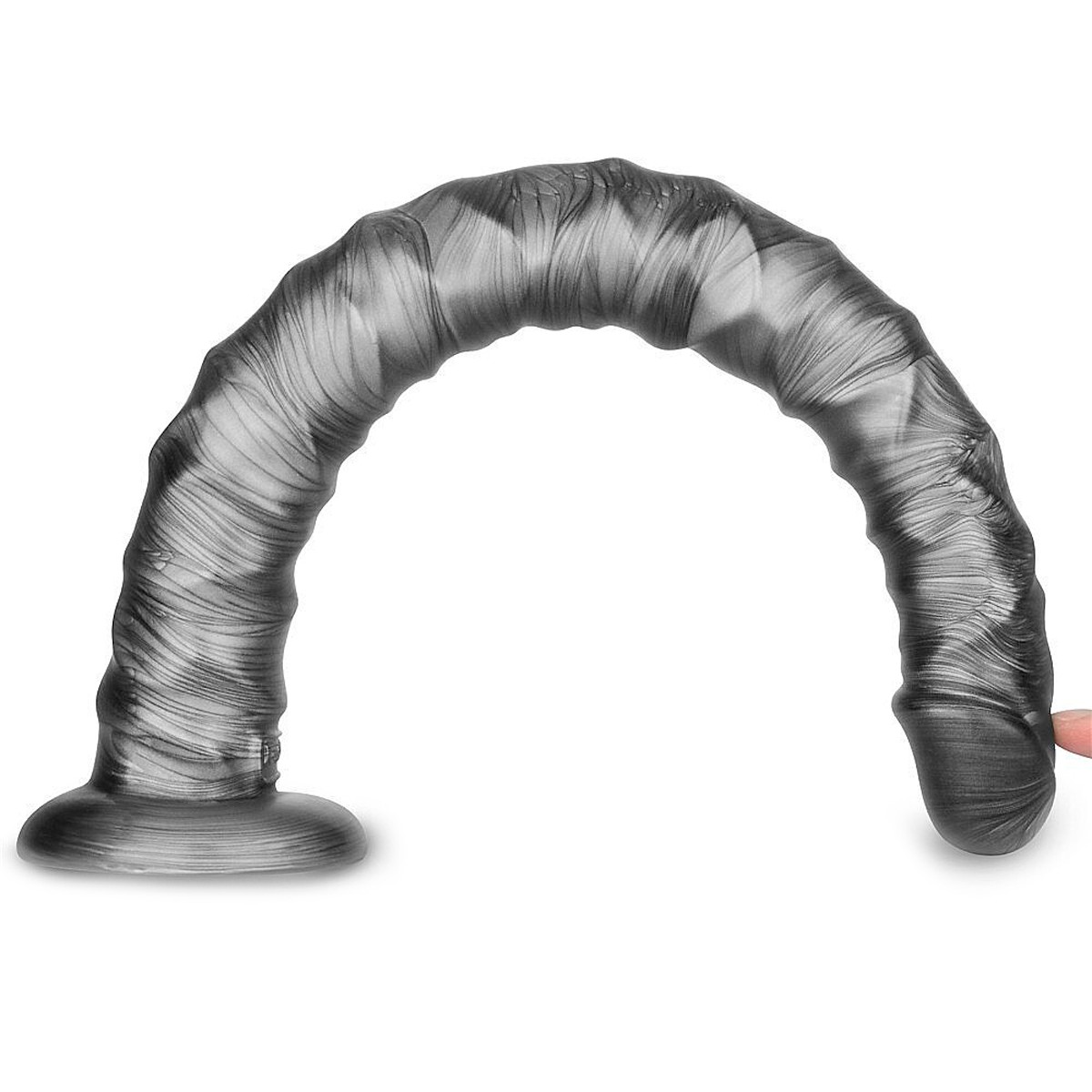 Prótese Peniana com Texturas em PVC Macio, 10 Modos de Vibração e Recarregável - Lovetoy Vibrax Slider | 38 x 4 cm - 10