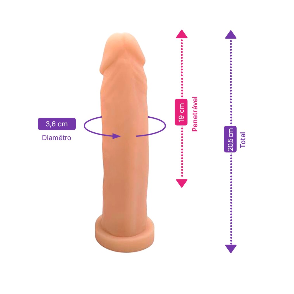 Prótese Realística em Cyberskin com Vértebra Interna e Cinta Peniana Ajustável - CyberDildo 10 | 19 x 3,6 cm - 3