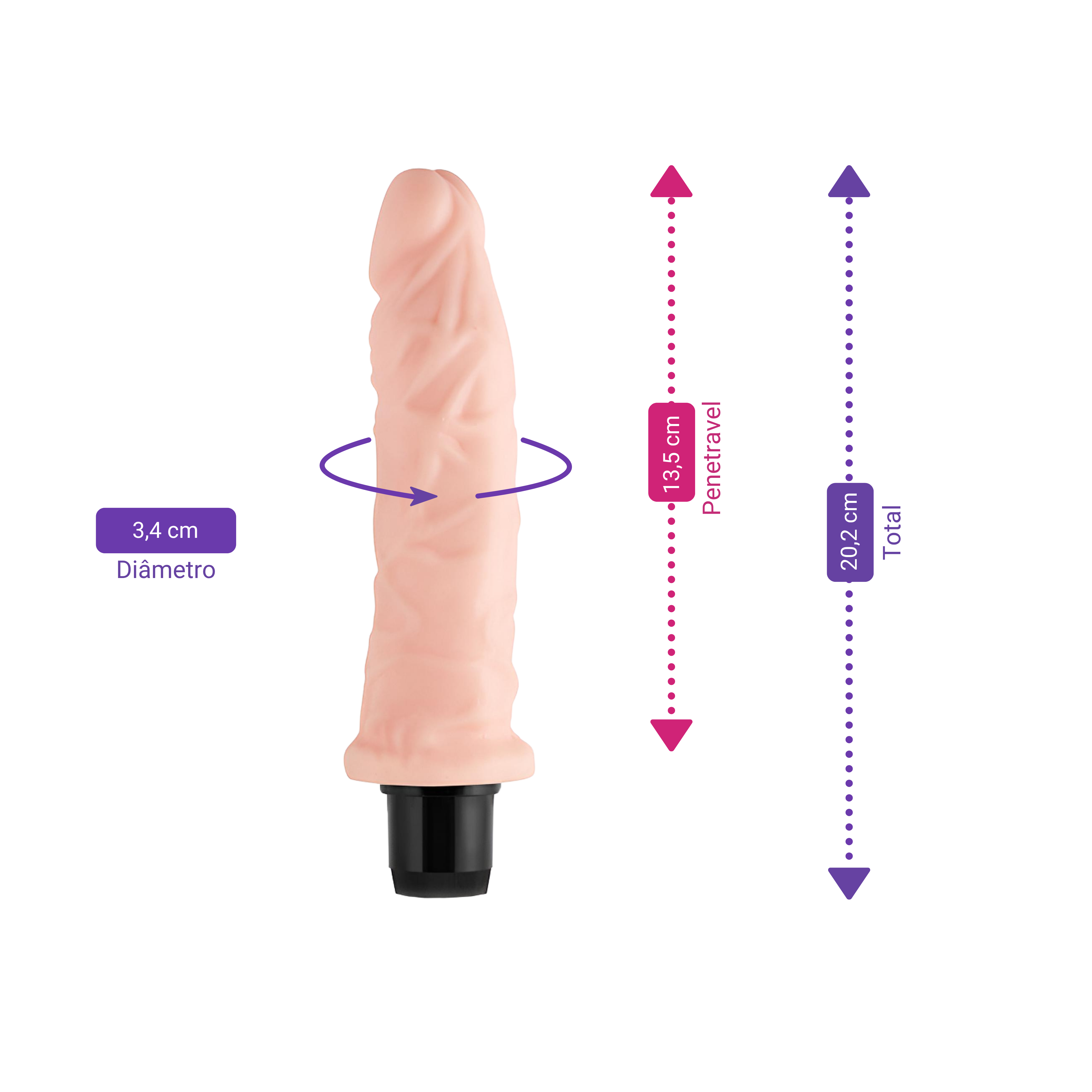 Prótese Peniana Realística em TPR com Glande, Veias e Vibração Multivelocidade - Lovetoy Xtreme Feel 7.5" | 15 x 4,2 cm - 2