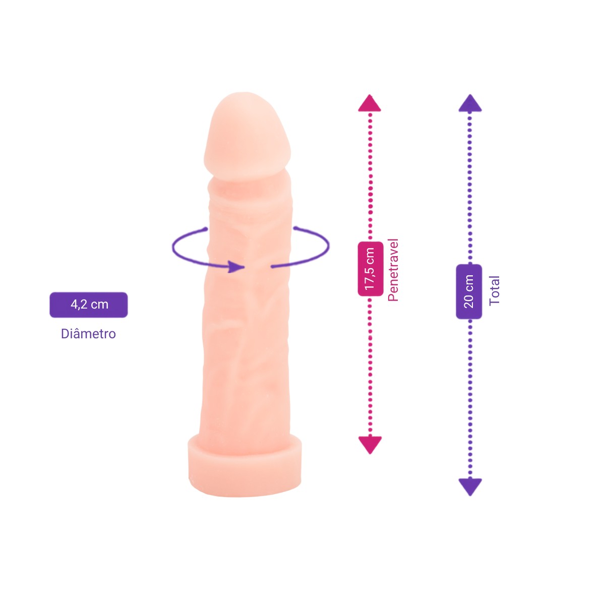 Prótese Peniana Realística em TPE com Multivelocidade e Vértebra - Sexy Fantasy Pura Ambição | 17,5 x 4,2 cm - 2