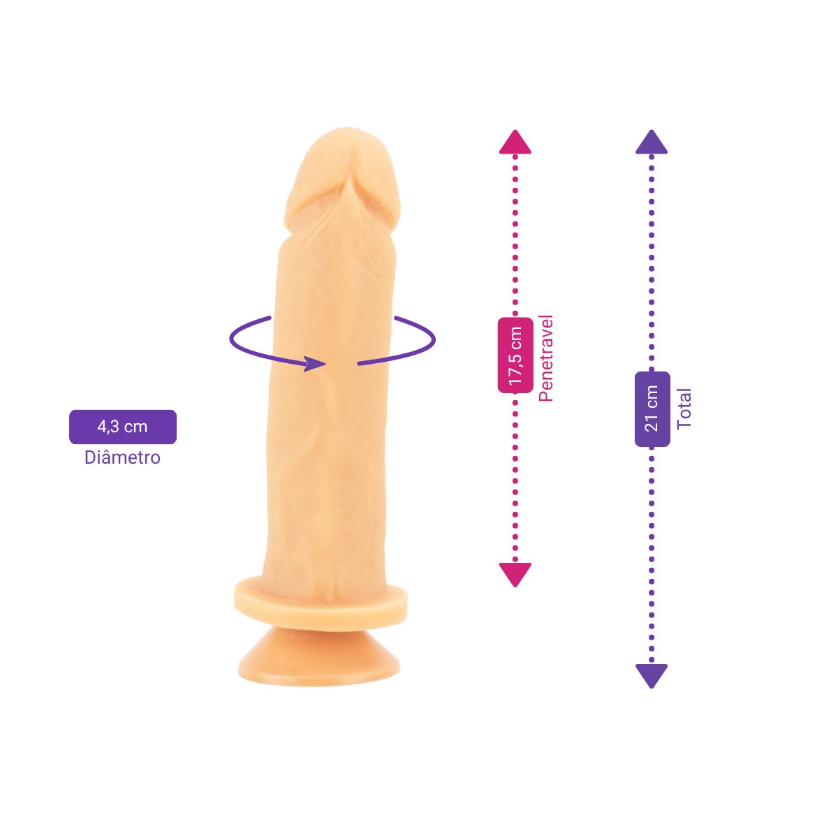 Prótese no Formato de Pênis Realístico com Veias Suaves, Glande Definida e Ventosa - Sexy Fantasy My Dick | 17,5 x 4,3 cm - 2
