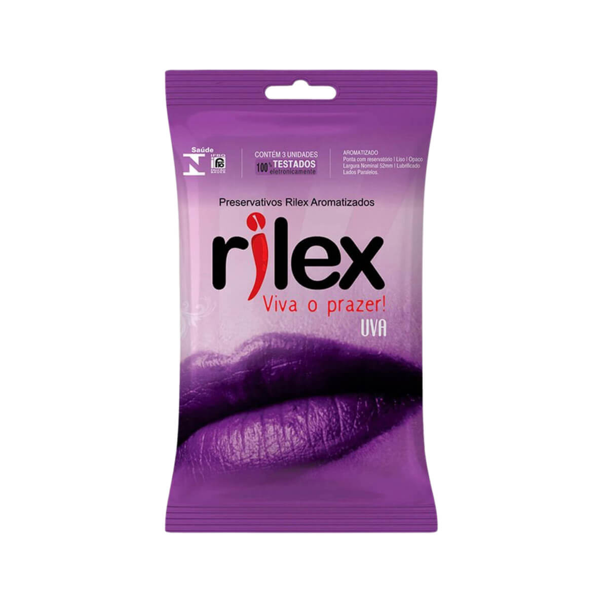 Preservativo Lubrificado com Aroma de Uva - Rilex Aromatizados - 3 Unidades - 1
